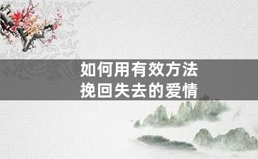 如何用有效方法挽回失去的爱情