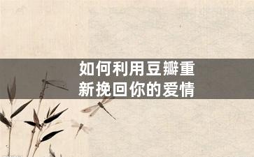 如何利用豆瓣重新挽回你的爱情