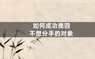 如何成功挽回不想分手的对象