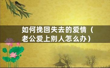 如何挽回失去的爱情（老公爱上别人怎么办）