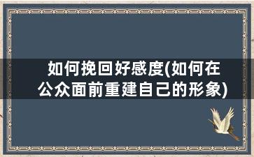 如何挽回好感度(如何在公众面前重建自己的形象)