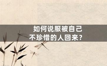 如何说服被自己不珍惜的人回来？