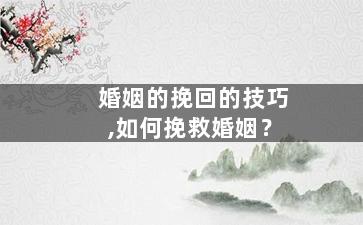 婚姻的挽回的技巧,如何挽救婚姻？