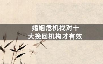 婚姻危机找对十大挽回机构才有效