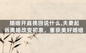 婚姻开庭挽回说什么,夫妻起诉离婚改变初衷，重获美好婚姻