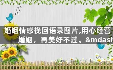 婚姻情感挽回语录图片,用心经营婚姻，再美好不过。——情感挽回语录