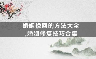 婚姻挽回的方法大全,婚姻修复技巧合集