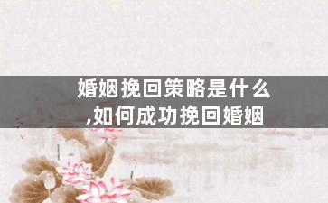 婚姻挽回策略是什么,如何成功挽回婚姻