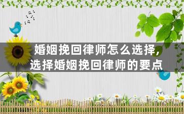 婚姻挽回律师怎么选择,选择婚姻挽回律师的要点