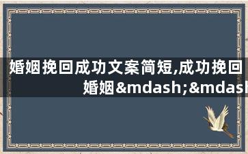 婚姻挽回成功文案简短,成功挽回婚姻——经验分享