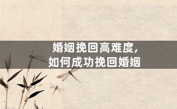 婚姻挽回高难度,如何成功挽回婚姻