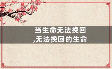 当生命无法挽回,无法挽回的生命