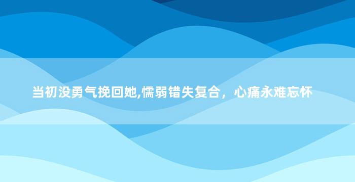 当初没勇气挽回她,懦弱错失复合，心痛永难忘怀