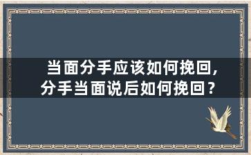 当面分手应该如何挽回,分手当面说后如何挽回？