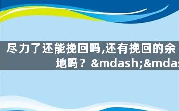 尽力了还能挽回吗,还有挽回的余地吗？——重写标题
