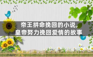 帝王拼命挽回的小说,皇帝努力挽回爱情的故事