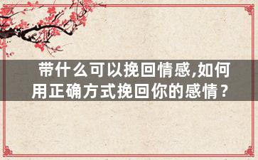 带什么可以挽回情感,如何用正确方式挽回你的感情？