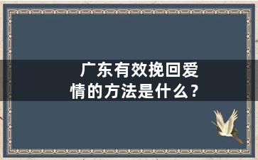 广东有效挽回爱情的方法是什么？