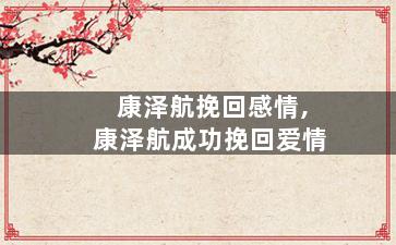 康泽航挽回感情,康泽航成功挽回爱情