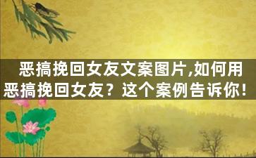 恶搞挽回女友文案图片,如何用恶搞挽回女友？这个案例告诉你！