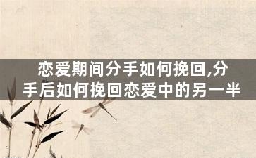 恋爱期间分手如何挽回,分手后如何挽回恋爱中的另一半