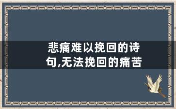 悲痛难以挽回的诗句,无法挽回的痛苦