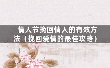 情人节挽回情人的有效方法（挽回爱情的最佳攻略）