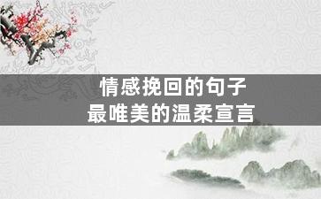 情感挽回的句子最唯美的温柔宣言
