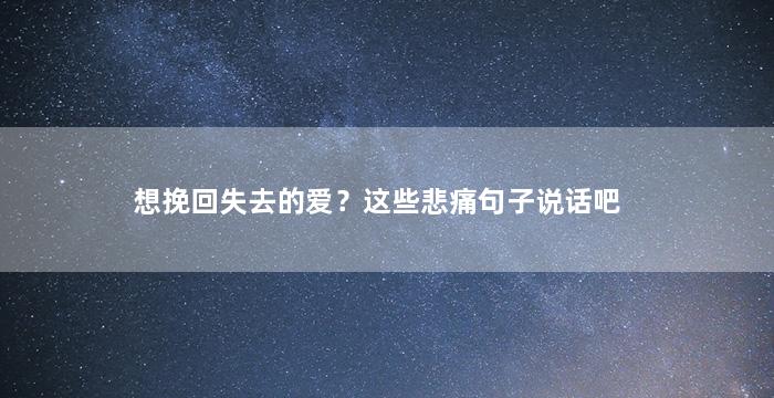 想挽回失去的爱？这些悲痛句子说话吧