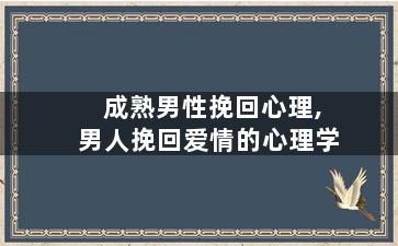 成熟男性挽回心理,男人挽回爱情的心理学