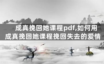 成真挽回她课程pdf,如何用成真挽回她课程挽回失去的爱情