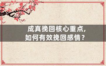 成真挽回核心重点,如何有效挽回感情？