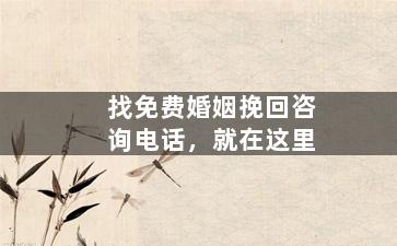 找免费婚姻挽回咨询电话，就在这里