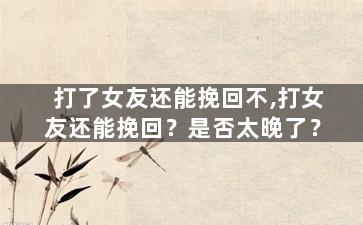 打了女友还能挽回不,打女友还能挽回？是否太晚了？