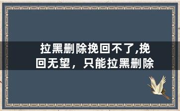 拉黑删除挽回不了,挽回无望，只能拉黑删除