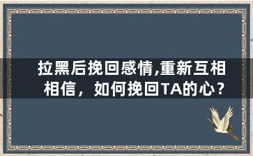 拉黑后挽回感情,重新互相相信，如何挽回TA的心？