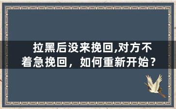 拉黑后没来挽回,对方不着急挽回，如何重新开始？