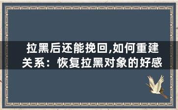 拉黑后还能挽回,如何重建关系：恢复拉黑对象的好感