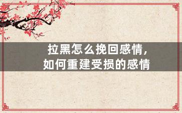 拉黑怎么挽回感情,如何重建受损的感情