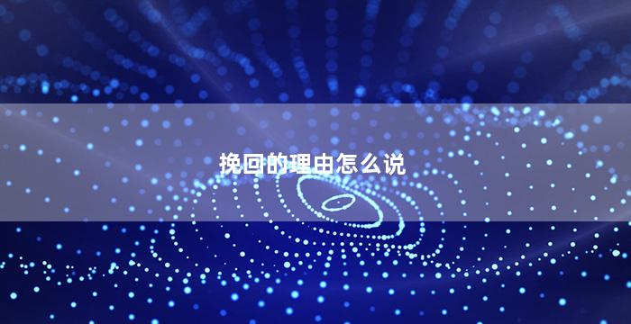 挽回的理由怎么说