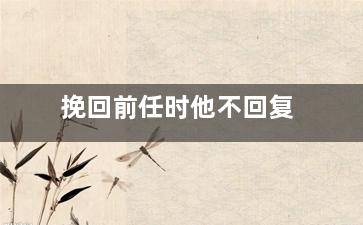 挽回前任时他不回复（挽留前任不回信息也不拉黑我）