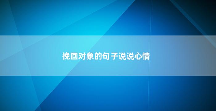 挽回对象的句子说说心情（挽回对象的句子说说心情短语）