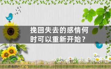 挽回失去的感情何时可以重新开始？