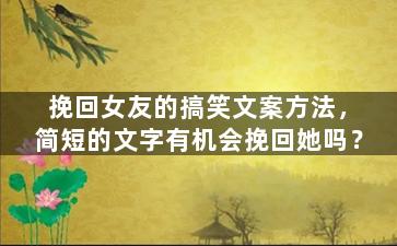 挽回女友的搞笑文案方法，简短的文字有机会挽回她吗？