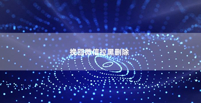 挽回微信拉黑删除（微信上拉黑删除后想复活他怎么弄）