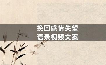 挽回感情失望语录视频文案