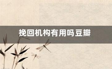 挽回机构有用吗豆瓣（那些挽回机构挽回成功的是真的吗）