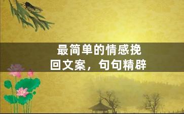 最简单的情感挽回文案，句句精辟