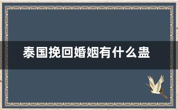 泰国挽回婚姻有什么蛊（泰国挽回婚姻有什么蛊术）