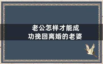 老公怎样才能成功挽回离婚的老婆